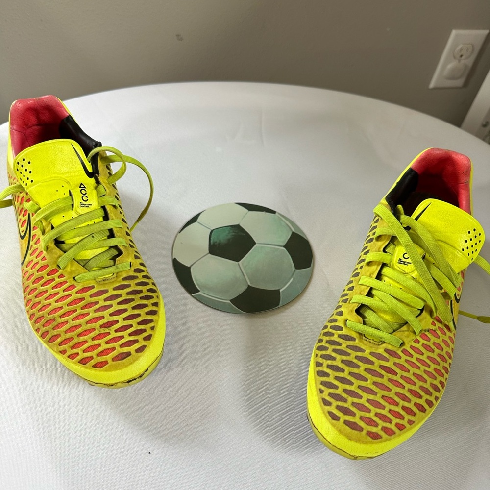 Yellow and Red Athletic Shoes